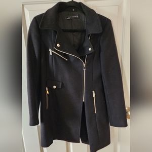 Zara wool coat with silver hardware size S, black.